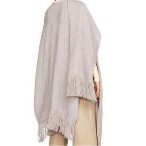 BCBG Maxazria Kiril Fringe Poncho NWT In Marble Merino Wool Wrap Cover Up